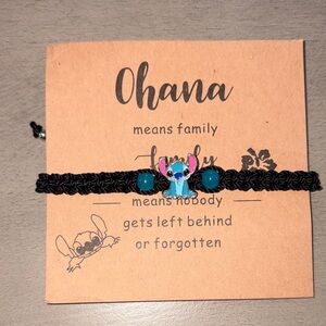 Black Bracelet with Blue Stitch Charm